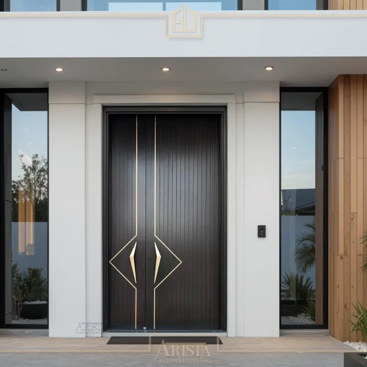Arista B2275 – Modern Single Exterior Door with Wood Sidelight