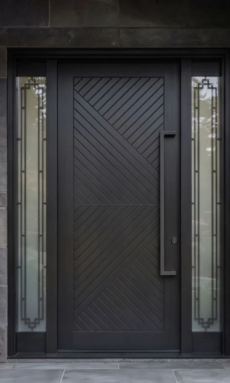 Arista B2382 – Modern Single Exterior Door with Decorative Sidelights